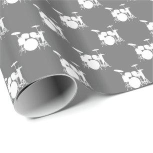 Papel De Regalo Batería blanca sobre gris
