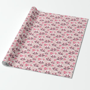 Papel De Regalo Bates y corazones rosados