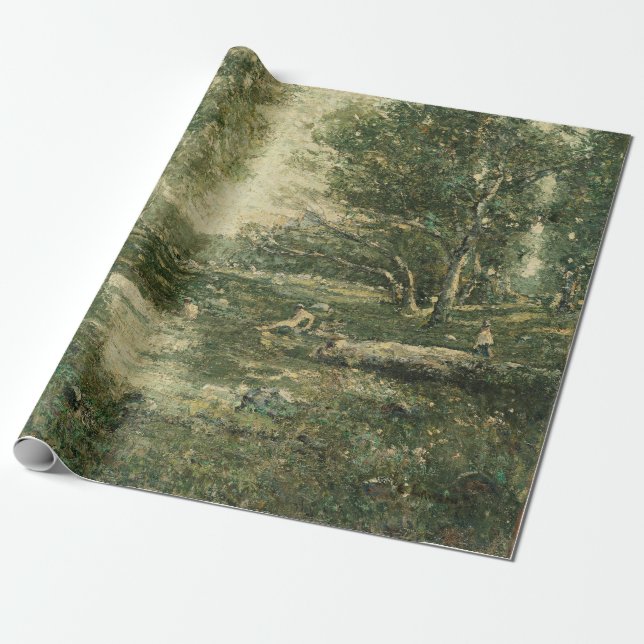 Papel De Regalo Bathers in Green Woodland Landscape (Arte de época (Desenrollado)