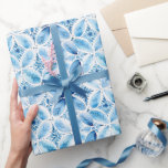 Papel De Regalo Batik azul Floral Bridal Shower<br><div class="desc">Batik azul Floral Bridal Shower</div>