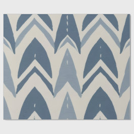 Papel De Regalo Batik Parang Chevron Geométrico Costero Azul Polvo