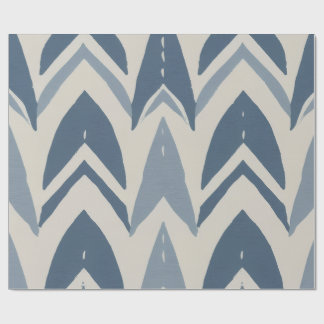 Papel De Regalo Batik Parang Chevron Geométrico Costero Azul Polvo