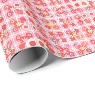 Papel De Regalo Batik tribal - fresa rosa y rojo