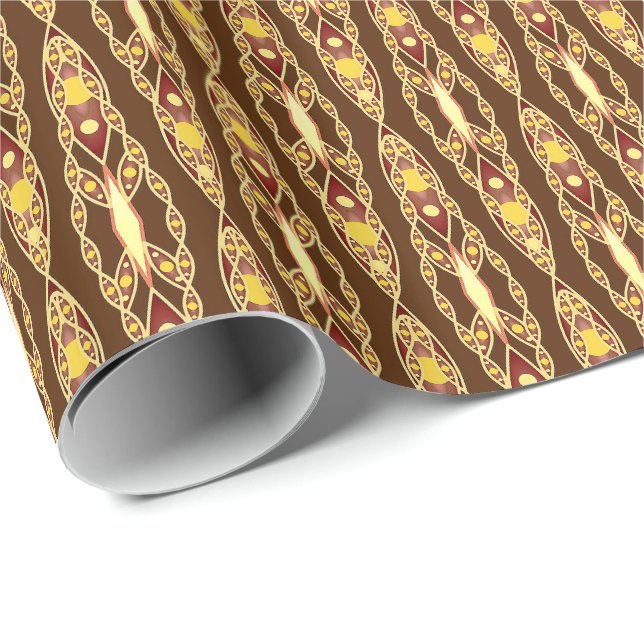 Papel De Regalo Batik Tribal - Marrón Chocolate y Beige (Esquina del rollo)
