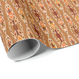 Papel De Regalo Batik tribal - moho, terracota y beige