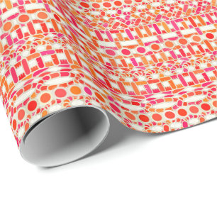 Papel De Regalo Batik tribal - tonos de naranja y rosa