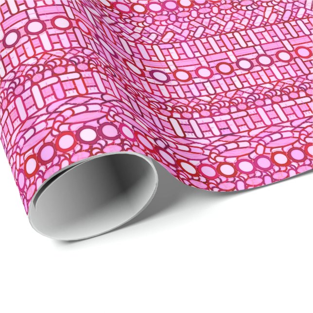 Papel De Regalo Batik tribal - tonos rosa y burdeos (Esquina del rollo)