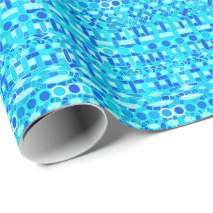 Papel De Regalo Batik tribal - turquesa, aguamarina y azul de