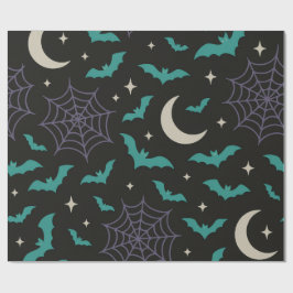 Papel De Regalo Bats y Webs de medianoche - Halloween de fantasía