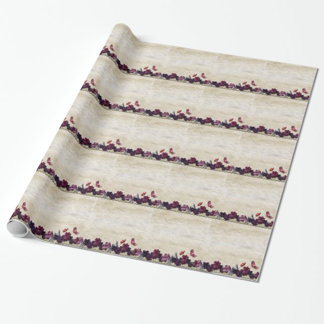 Papel De Regalo Batterflies florales (Desenrollado)