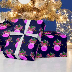 Papel De Regalo Bauble de cinta rosa único