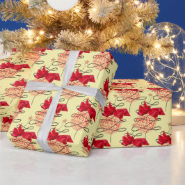Papel De Regalo Bauble festivo en Navidades crema