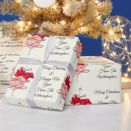 Papel De Regalo Bauble festivo en Navidades de marfil