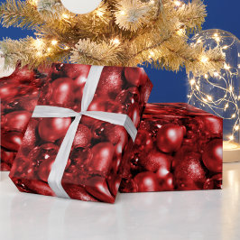 Papel De Regalo Baubles de Navidades rojos