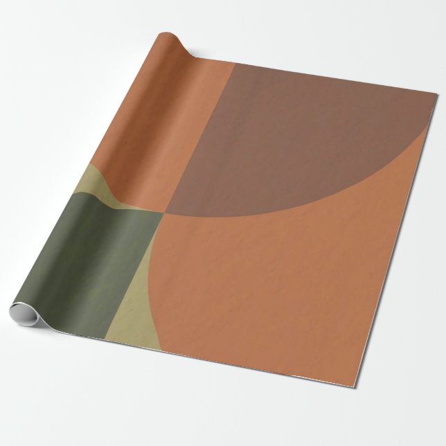 Papel De Regalo Bauhaus Terracotta Green Abstract Wrapping Paper (Desenrollado)