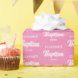 Papel De Regalo Bautismo de Niña Rosa