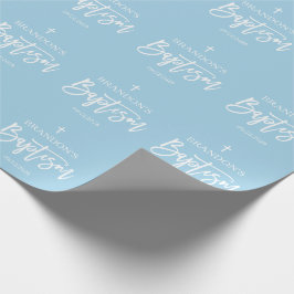 Papel De Regalo Bautismo moderno de niño azul