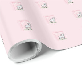 Papel De Regalo Bautismo, Rosa, Niña, Cordero