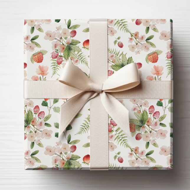 Papel De Regalo Bayas de Acuarela (Watercolor Floral Berries Wrapping Paper by Painted Paperie
)