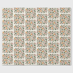 Papel De Regalo Bayas de invierno vintage naranja seca botánico
