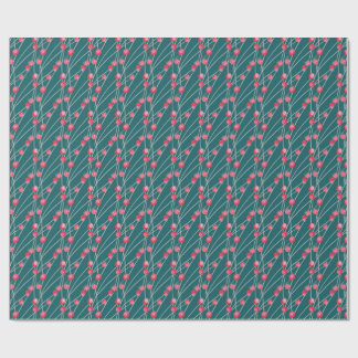 Papel De Regalo Bayas rojas nevadas sobre verde oscuro