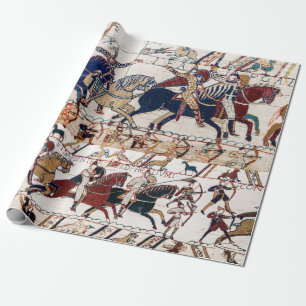 PAPEL DE REGALO BAYEUX TAPESTRY 1066 CABALLEROS Y ARCHERS NORMANOS