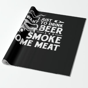 Papel De Regalo BBQ Fumar Pitmaster Regalo Bebe Cerveza Humo Carne