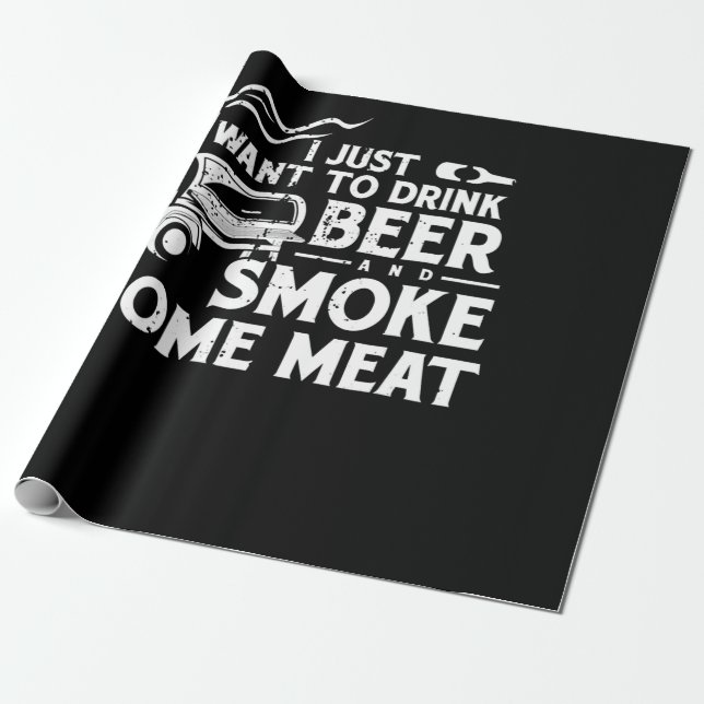 Papel De Regalo BBQ Fumar Pitmaster Regalo Bebe Cerveza Humo Carne (Desenrollado)