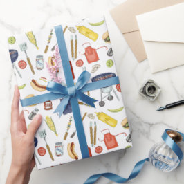 Papel De Regalo BBQ verano Parrillada barbacoa del patio trasero d