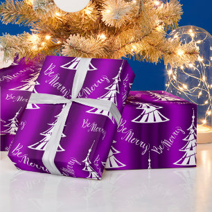 Papel De Regalo Be Merry Purple Navidades