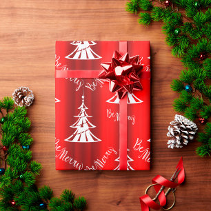 Papel De Regalo Be Merry Red Navidades