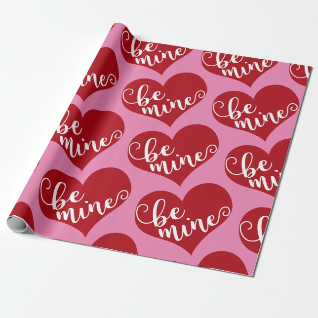Papel De Regalo Be Mine Heart Wrapping Paper (Desenrollado)