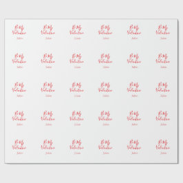 Papel De Regalo Be my valentine red name elegant love couple 