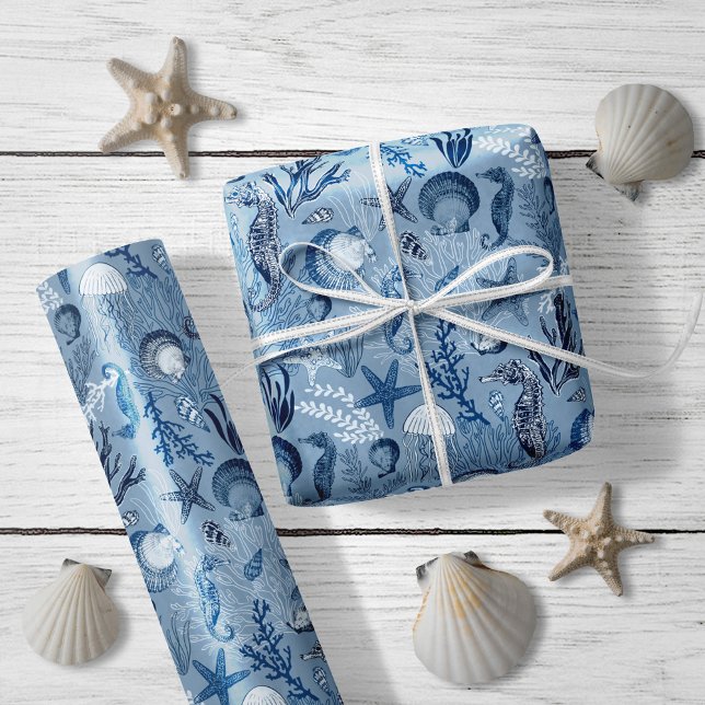 Papel De Regalo Beach Coastal Ocean Blue Sea Life (Subido por el creador)