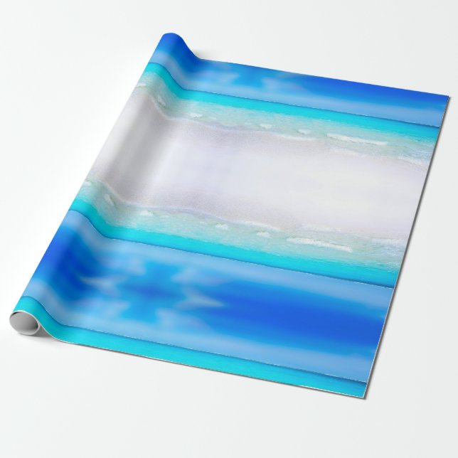 Papel De Regalo Beach Ocean Pool Blue Aqua Personal (Desenrollado)