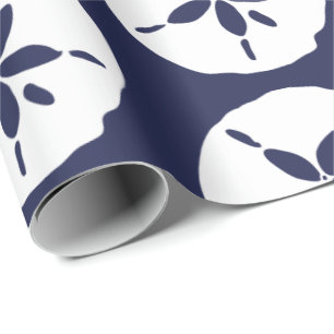 Papel De Regalo Beach Sand Dollar Navy Blue Beachcomber
