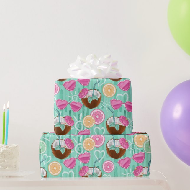 Papel De Regalo Beach Summer Pattern  (Regalos de fiesta)