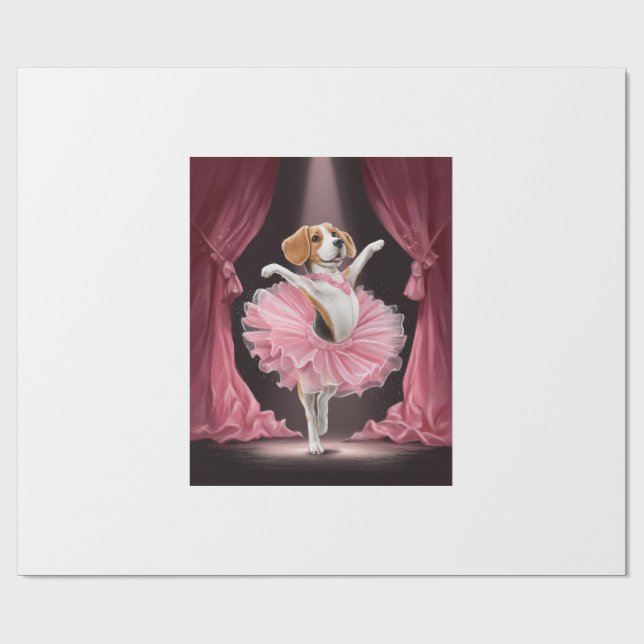 Papel De Regalo Beagle Bailarina - Baile Divertido de Perro (Superficie plana)