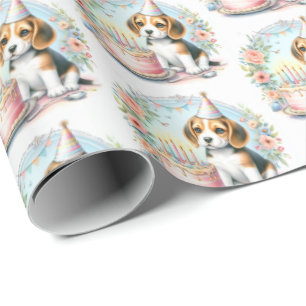 Papel De Regalo Beagle de Cachorro Pastel Cute Pastel - Cumpleaños