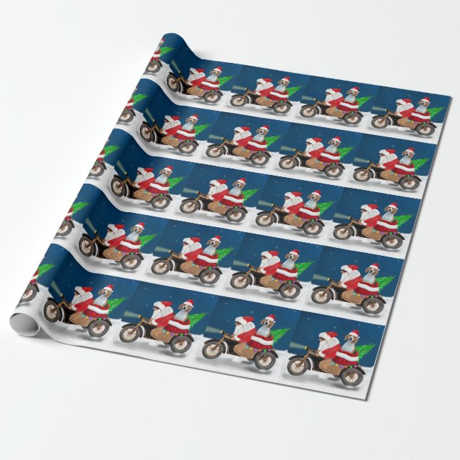 Papel De Regalo Beagle Dog Navidades Santa Claus (Desenrollado)