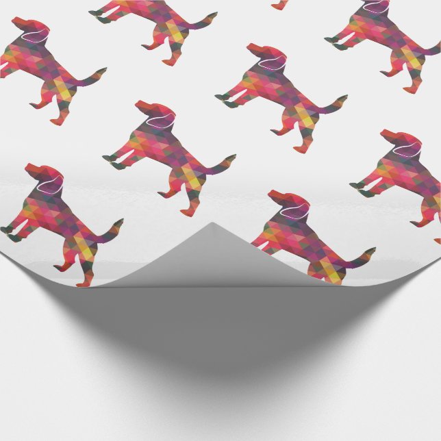 Papel De Regalo Beagle Dog Raza Geo Silhouette Multi (Esquina)