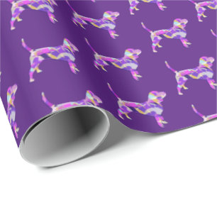 Papel De Regalo Beagle Dog Silhouette Colorful Purple Gift
