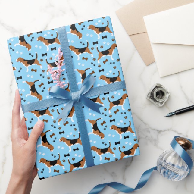 Papel De Regalo Beagle Dogs Beagles Blue (Regalar)