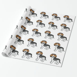 Papel De Regalo Beagle Dogs, Personalizado con patas azules