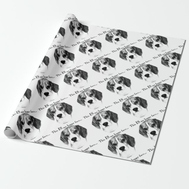 Papel De Regalo Beagle Happy Face; Happy Beagle; Grumpy Beagle (Desenrollado)