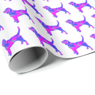 Papel De Regalo Beagle Hound Dog Silhouette Regalo blanco rosado/a