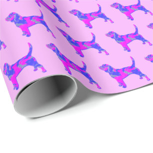 Papel De Regalo Beagle Hound Dog Silhouette Regalo rosa rosa/azul