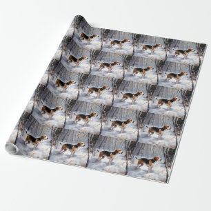 Papel De Regalo Beagle Let It Snow Navidades