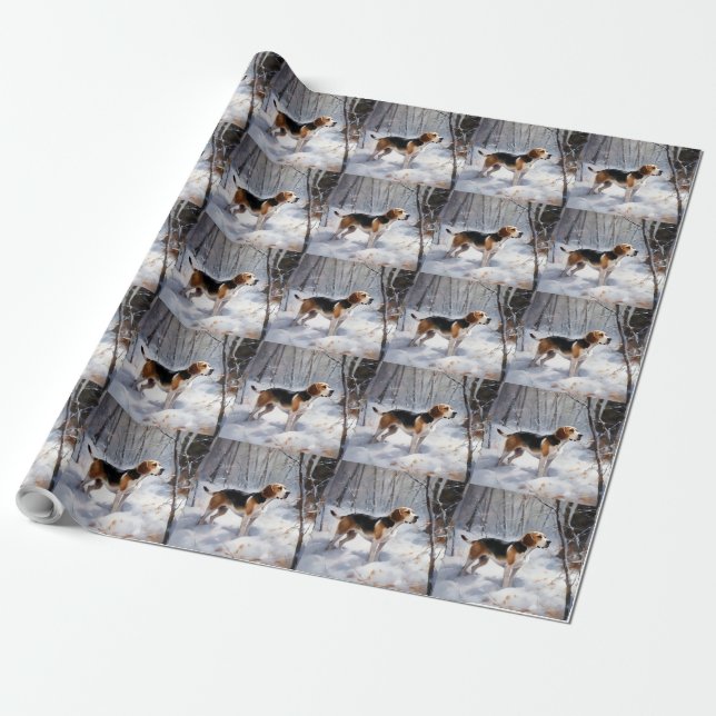 Papel De Regalo Beagle Let It Snow Navidades (Desenrollado)