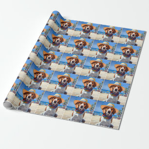 Papel De Regalo Beagle on Beach, regalo de verano para los amantes
